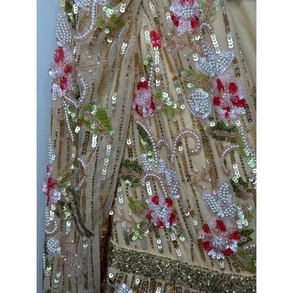 Mac Duggal 5415 Floral Tea Length Dress Sequin Beadwork Long Sleeve Size 8 NWT - Picture 9 of 13